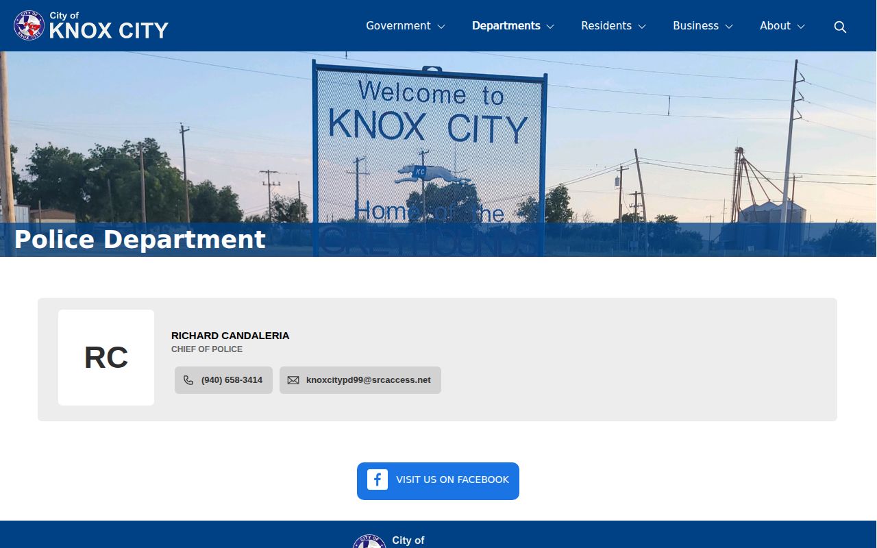 Knox City, Knox County, Texas police source for arrest record and mugshot request contact
